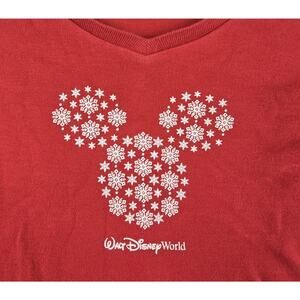 Walt Disney World Womens Sparkle Snowflake Mickey Mouse Christmas T Shirt S